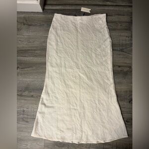 Anthropologie Cream Maxi Skirt - Streamlined Linen Blend